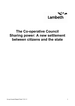 The Co-operative Council Sharing power: A new settlement
