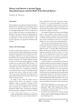 History and Stories in Ancient Egypt. Theoretical Issues and the