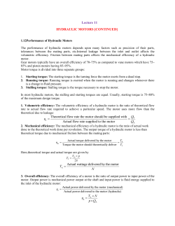 Lecture 11 HYDRAULIC MOTORS [CONTINUED]