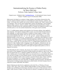 Internationalizing the Essence of Haiku Poetry