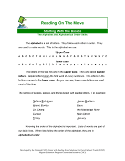 Starting With the Basics (The Alphabet and Alphabetical Order Skills)