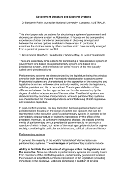 Government Structure and Electoral Systems Dr Benjamin Reilly