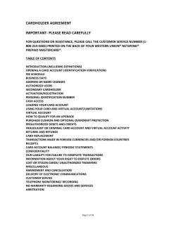 Cardholder Agreement - Western Union NetSpend Prepaid