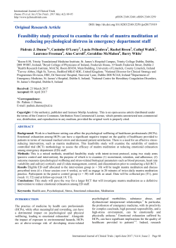 Feasibility study protocol to examine the role of mantra meditation at