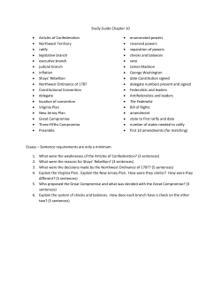 Study Guide Chapter 10 &bull; Articles of Confederation &bull; Northwest