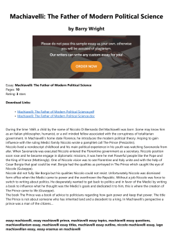 Machiavelli: The Father of Modern Political Science