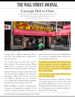 Carnegie Deli to Close