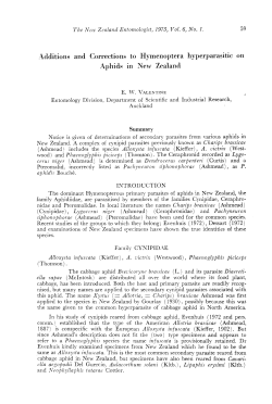 idditions and Corrections to Hymenoptera