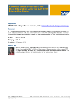 Communication Processes and their Integration with the SAP CRM