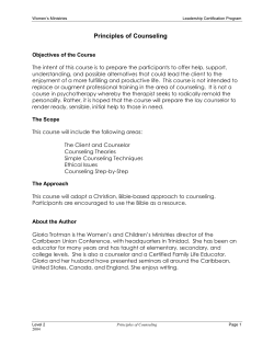 Principles of Counseling