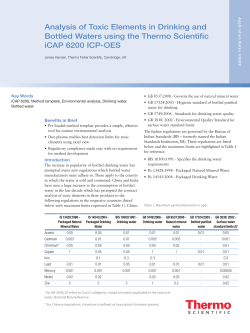 Analysis of Toxic Elements in Drinking and Bottled Waters using the