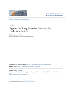 Signs in the Song: Scientific Poetry in the Hellenistic Period