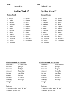 Spelling List