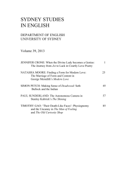 sydney studies in english - Sydney Open Journals online
