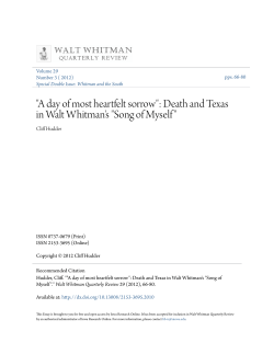 "A day of most heartfelt sorrow": Death and Texas in Walt Whitman`s