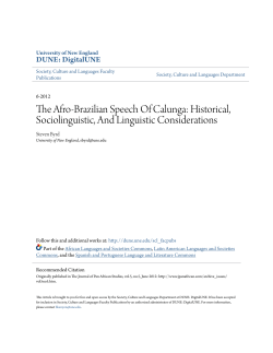 The Afro-Brazilian Speech Of Calunga: Historical
