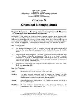Chapter 6 Chemical Nomenclature