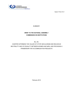 Summary of the brief to the National Assembly`s