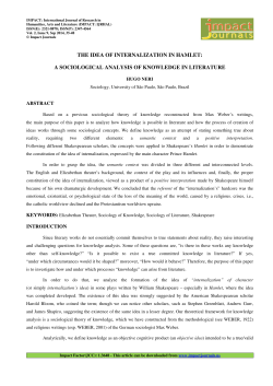 the idea of internalization in hamlet: a sociological analysis of