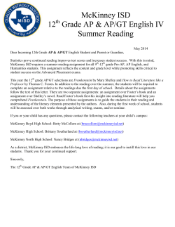 2014 12th AP English Summer Reading and Assignment