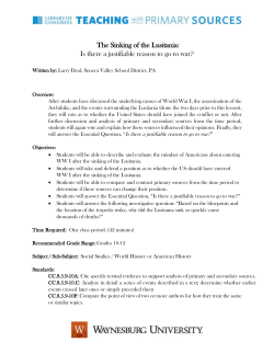 The Sinking of the Lusitania: Is there a justifiable reason to go to war?