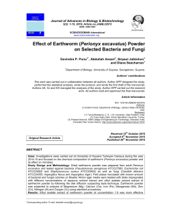 (Perionyx excavatus) Powder on Selected Bacteria and Fungi