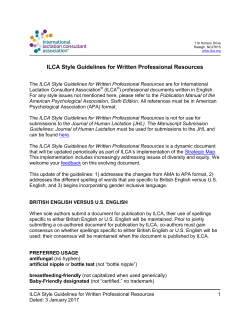 ILCA Style Guidelines for Written Professional Resources