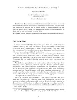 Generalizations of Bent Functions. A Survey 1 Introduction