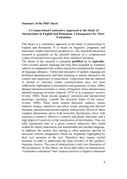 Summary of the PhD Thesis A Corpus
