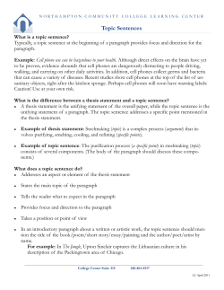 Topic Sentences - Northampton Community College