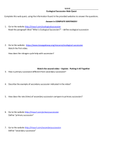 Ecological Succession Web Quest Complete this web quest, using