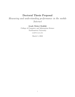 Doctoral Thesis Proposal Measuring and understanding