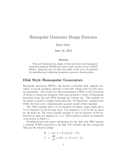Homopolar Generator Design Exercises