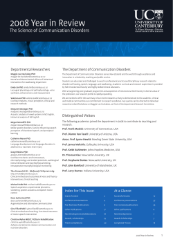 2008 Year in Review: The Science of Communication Disorders