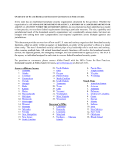 Overview of States Homeland Security Governance