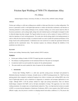 Friction Spot Welding of 7050-T76 Aluminium Alloy