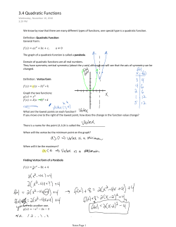 3.4 Quadratic Functions