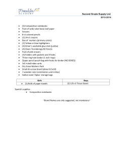 Second Grade Supply List &bull; (5) Composition notebooks &bull; Pack of
