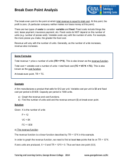 Break Even Point Analysis