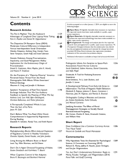 Psychological Science - Volume 25, Number 6, Jun 01, 2014