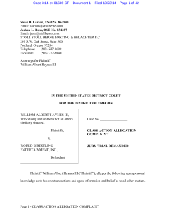 Haynes v. WWE Class Action Complaint