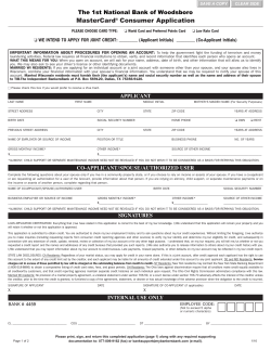 Consumer Credit Card Appliaction - First National Bank of Woodsboro