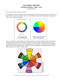 CULTURAL HISTORY Primary Colors - Part 1 of 2