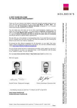 Menu Recommendations march-april 2017