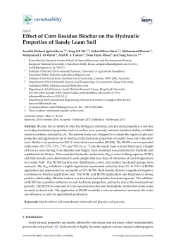 Effect of Corn Residue Biochar on the Hydraulic Properties of Sandy