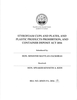 styrofoam cups and plates, and plastic products prohibition, and
