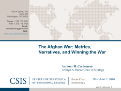 The Afghan War: Metrics, Narratives, and Winning the War