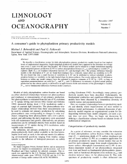 A consumer`s guide to phytoplankton primary productivity models