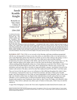 Sarah Kemble Knight on Connecticut, 1704-1705