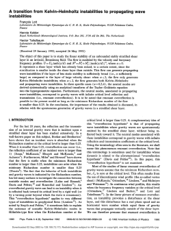 A transition from Kelvin--Helmholtz instabilities to propagating wave